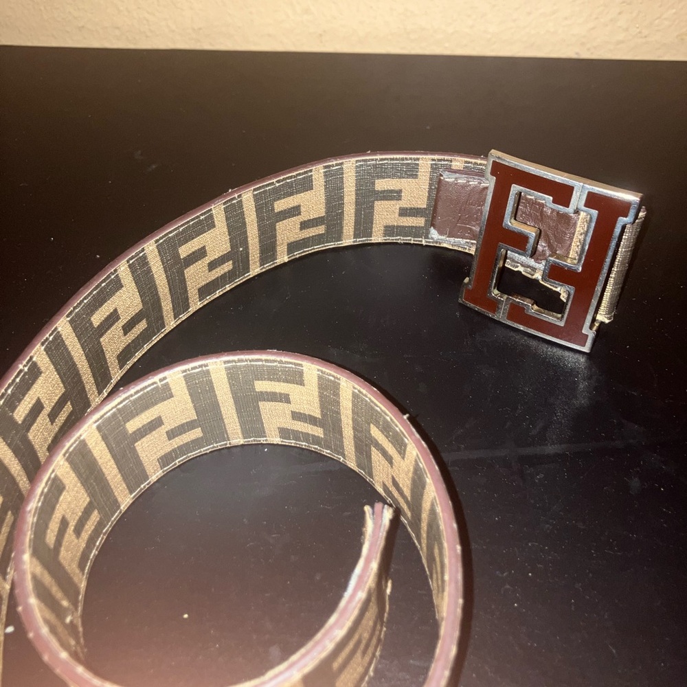 Fendi Brown FF Monogram Leather Belt